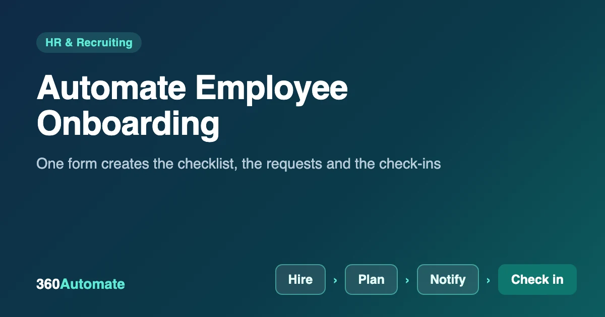 Cover graphic for the guide Automate Employee Onboarding: build a new-hire workflow in n8n that creates a checklist, notifies IT and the manager and sends timed check-ins
